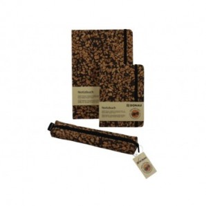 Taccuino con copertina in tessuto riciclata dai chicchi di caffè Donau - 96 ff ricilati da 80 g/m² - conf. 3 pz -