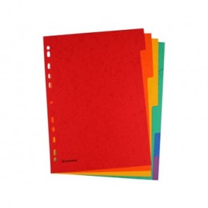 Divisori intercalari A4 Donau in cartoncino 225 g/m² - colori assortiti - conf. 50 x 6 tasti - 330364