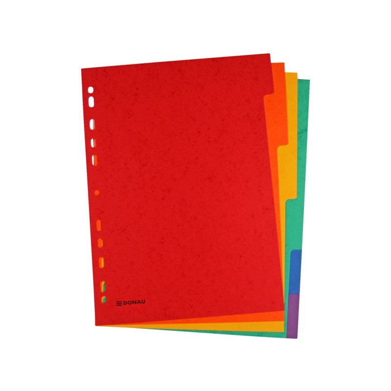 Divisori intercalari A4 Donau in cartoncino 225 g/m² - colori assortiti - conf. 50 x 6 tasti - 330364
