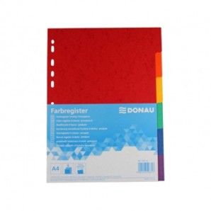 Divisori intercalari A4 Donau in cartoncino 225 g/m² - colori assortiti - conf. 50 x 6 tasti - 330364