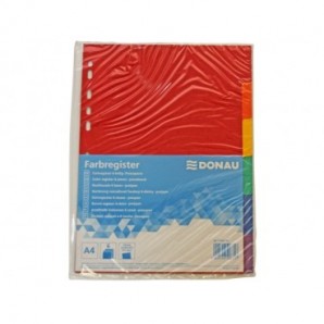 Divisori intercalari A4 Donau in cartoncino 225 g/m² - colori assortiti - conf. 50 x 6 tasti - 330364