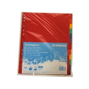 Divisori intercalari A4 Donau in cartoncino 225 g/m² - colori assortiti - conf. 25 x 12 tasti - 330365