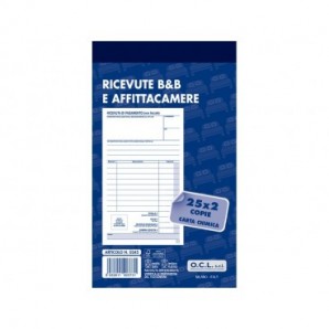 Blocco ricevute B&B e affittacamere O.C.L. 25x2 copie - conf. 10 blocchi - 9,9x17 cm - 0245
