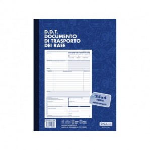 Blocco DDT dei RAEE O.C.L. 25x4 copie - conf. 5 blocchi - 21,6x29,7 cm 0446