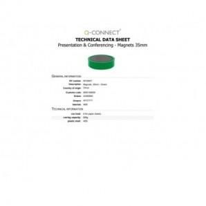 Magneti per lavagne bianche 35 mm Q-Connect verde - conf. 10 pz - KF02647