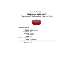 Magneti per lavagne bianche 35 mm Q-Connect rosso - conf. 10 pz - KF02648