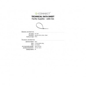 Fascette in nylon nero Q-Connect 200x2,5 mm - conf. 100 pz - KF17186