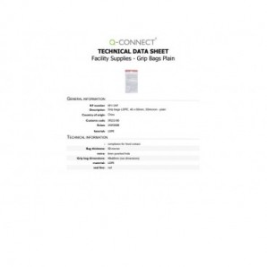 Buste trasparenti chiusura grip in LDPE 50 μm Q-Connect idonee al contatto alimentare - conf. 1000 pz - 4x6 cm