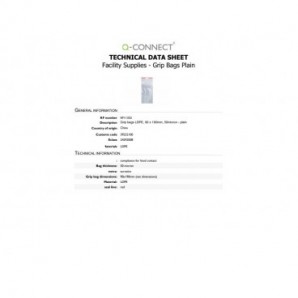 Buste trasparenti chiusura grip in LDPE 50 μm Q-Connect idonee al contatto alimentare - conf. 1000 pz - 9x19 cm