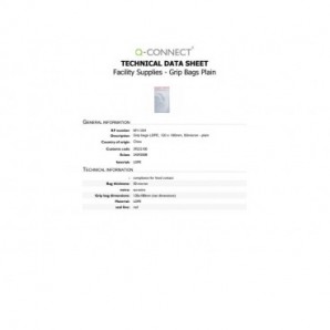 Buste trasparenti chiusura grip in LDPE 50 μm Q-Connect idonee al contatto alimentare - conf. 1000 pz - 12x18 cm