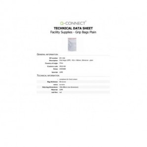 Buste trasparenti chiusura grip in LDPE 50 μm Q-Connect idonee al contatto alimentare - conf. 1000 pz - 15x18 cm
