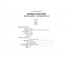 Buste trasp. chiusura grip in LDPE 50 μm Q-Connect con banda scrivibile - cont. alimentare - conf. 1000 pz - 7x10 cm