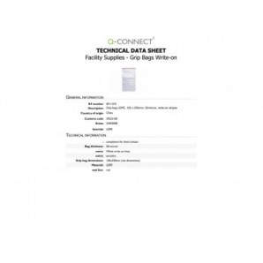 Buste trasp. chiusura grip in LDPE 50 μm Q-Connect con banda scrivibile - cont. alimentare - conf. 1000 pz - 15x25 cm