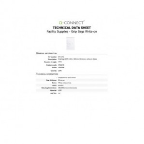 Buste trasp. chiusura grip in LDPE 50 μm Q-Connect con banda scrivibile - cont. alimentare - conf. 1000 pz - 20x30 cm
