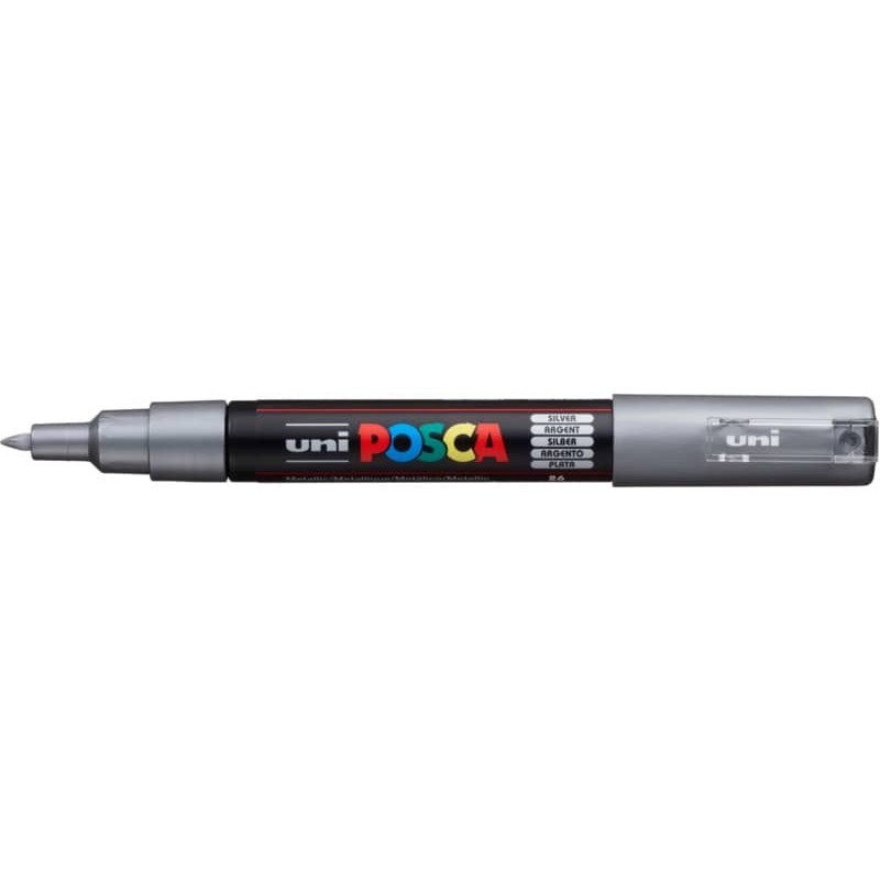 Marcatore a tempera POSCA Uni-Ball punta tonda 0,7 mm argento M PC1M ARG