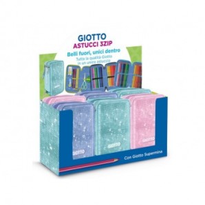 Espositore 6 astucci 3 zip Giotto Super Crystal collezione Supermina fantasie assortite - F964300