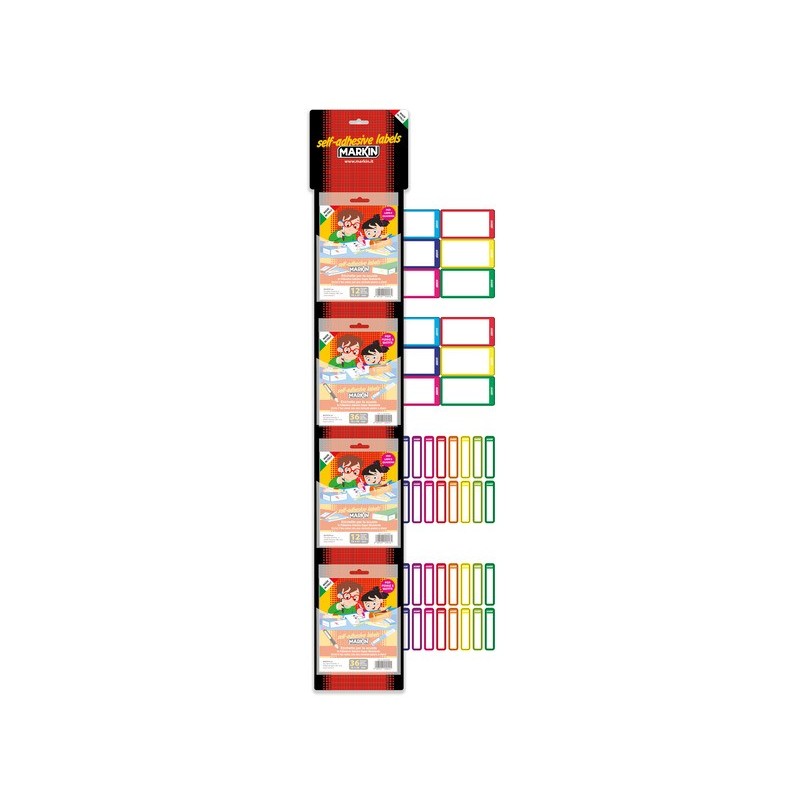 Cravatta da 40 buste di etichette Markin per la scuola personalizzabili - 2 misure assortite - X120PERS-ESP40