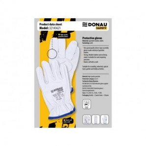 Guanti da lavoro in pelle di capra Donau Safety per logistica - taglia M - DPI Cat. II - conf. 12 pezzi - 32143621-08