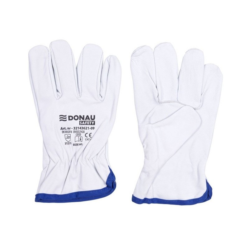 Guanti da lavoro in pelle di capra Donau Safety per logistica - taglia XL - DPI Cat. II - conf. 12 pezzi - 32143621-10