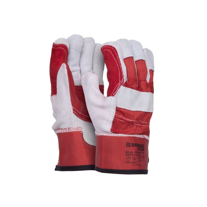 Guanti da lavoro in pelle crosta bovina Donau Safety per edilizia - taglia XL - DPI Cat. II - conf. 12 pz - 32165431-10