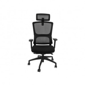 Poltrona Unisit CH3255 semi-direzionale ergonomica con braccioli con poggiatesta e poggiareni in rete nero - CH3255