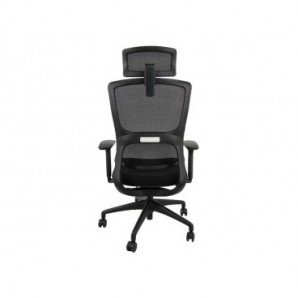 Poltrona Unisit CH3255 semi-direzionale ergonomica con braccioli con poggiatesta e poggiareni in rete nero - CH3255