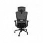 Poltrona Unisit CH3255 semi-direzionale ergonomica con braccioli con poggiatesta e poggiareni in rete nero - CH3255