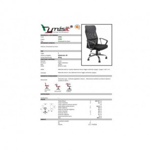 Poltrona direzionale Unisit CH5 Eco smart schienale in rete e braccioli nero CH5/KN