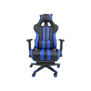 Poltrona gaming Unisit CH braccioli reg. e poggiapiede nero rivestimento in sky nero/blu - CHINT