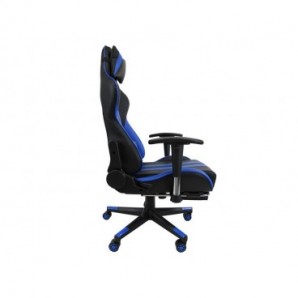 Poltrona gaming Unisit CH braccioli reg. e poggiapiede nero rivestimento in sky nero/blu - CHINT