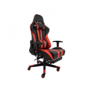 Poltrona gaming Unisit CH braccioli reg. e poggiapiede nero rivestimento in sky nero/rosso - CHMIL