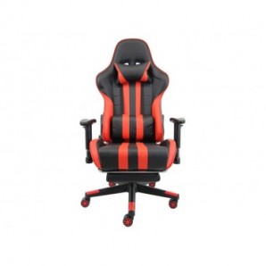 Poltrona gaming Unisit CH braccioli reg. e poggiapiede nero rivestimento in sky nero/rosso - CHMIL