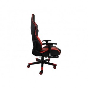 Poltrona gaming Unisit CH braccioli reg. e poggiapiede nero rivestimento in sky nero/rosso - CHMIL