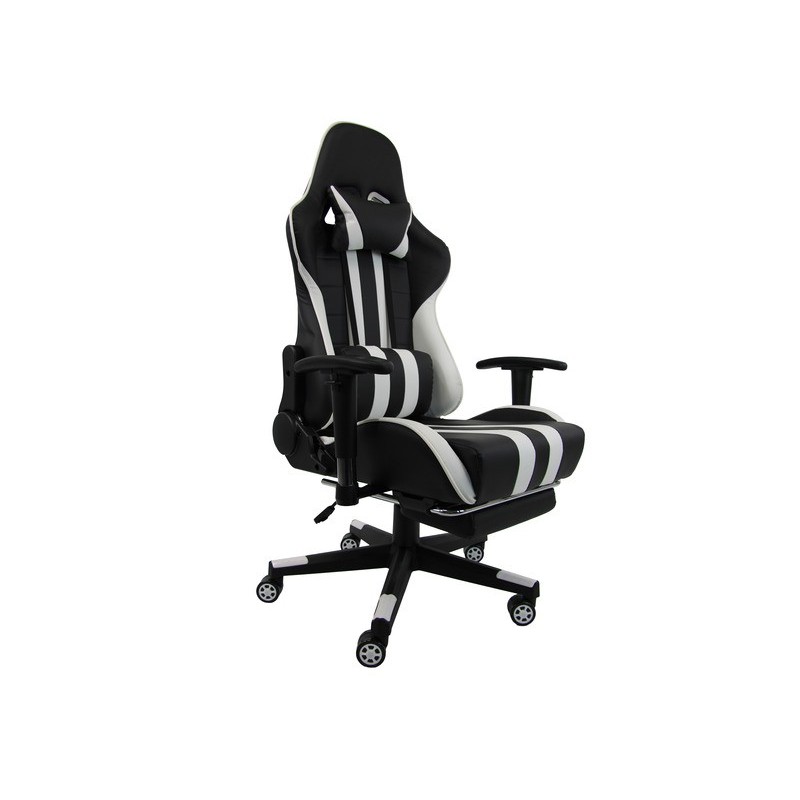 Poltrona gaming Unisit CH braccioli reg. e poggiapiede nero rivestimento in sky nero/bianco - CHJUV