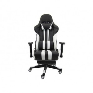 Poltrona gaming Unisit CH braccioli reg. e poggiapiede nero rivestimento in sky nero/bianco - CHJUV