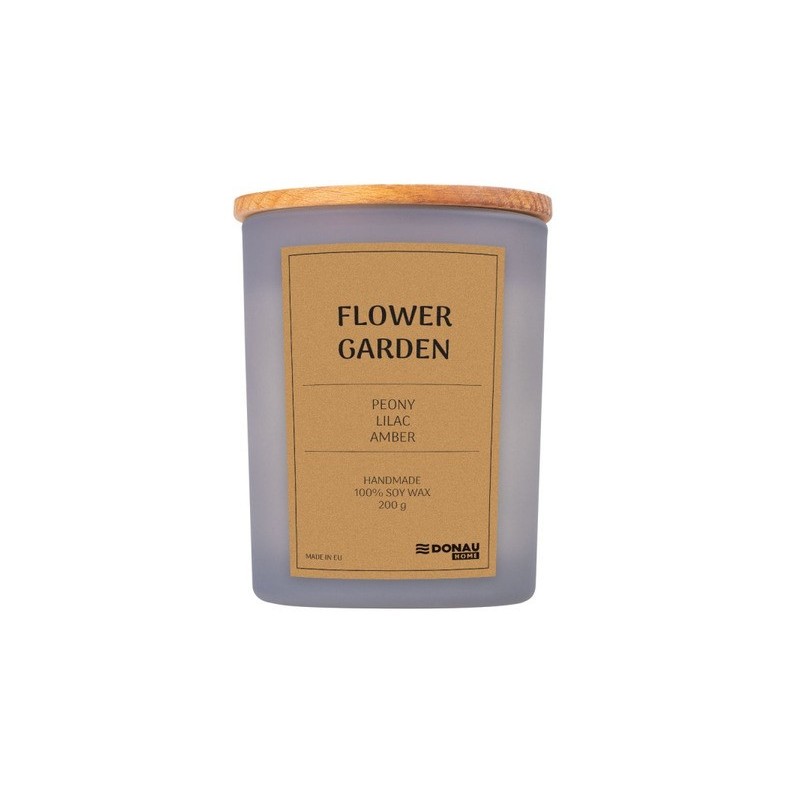 Candela di soia in vaso di vetro con coperchio in legno Donau Home 200 g Flower Garden - 45361211-10