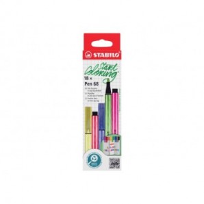 Pennarelli Stabilo Pen 68 astuccio ZigZag - tratto 1 mm - conf. 18 colori assortiti - 6818/8