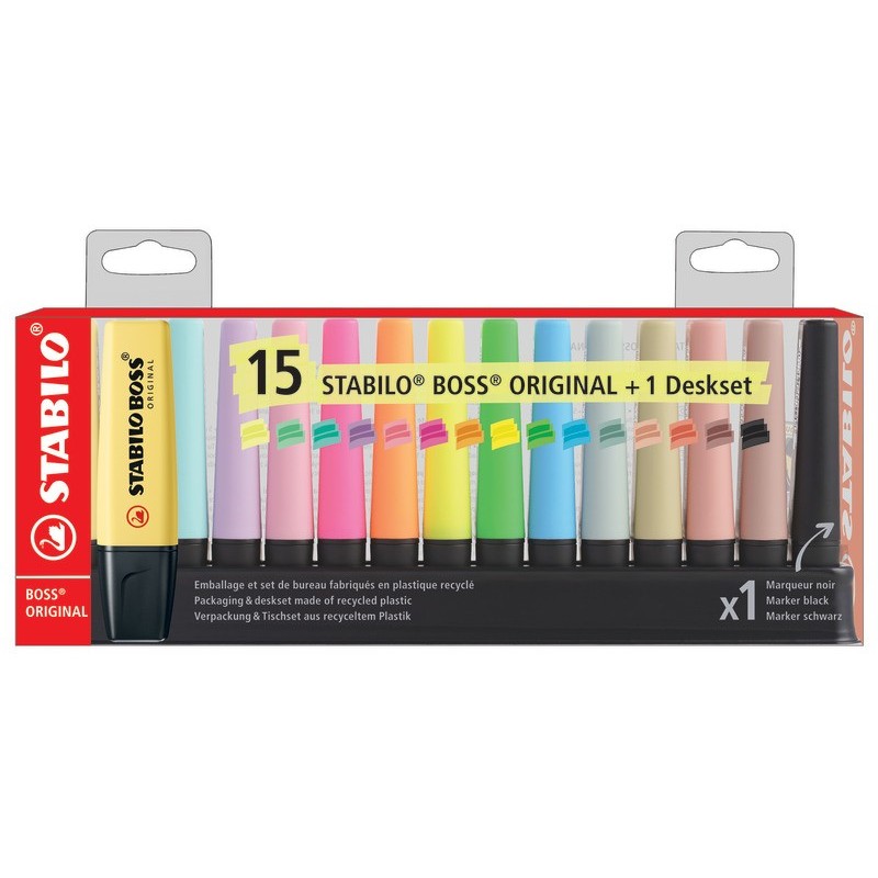 Desk set evidenziatori Stabilo Boss® Original 2-5 mm - 15 colori assortiti F60915