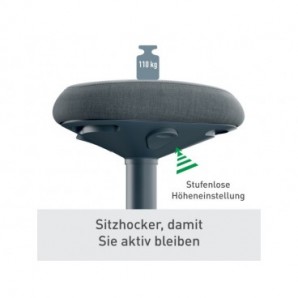 Sgabello Active Comfort da seduta ergonomico Leitz Ergo grigio scuro - 370x460x377 mm - 65440089