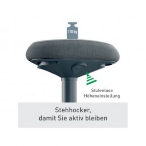 Sgabello Active Comfort in piedi ergonomico Leitz Ergo grigio scuro - 370x610x377 mm - 65450089