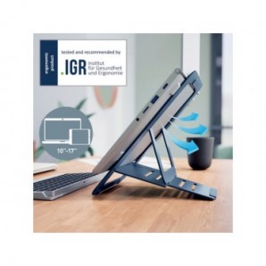 Supporto per laptop regolabile ultrapiatto in alluminio Leitz Ergo grigio scuro - 300x10x210 mm - 63460089