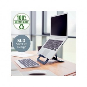 Supporto per laptop regolabile ultrapiatto in alluminio Leitz Ergo grigio scuro - 300x10x210 mm - 63460089
