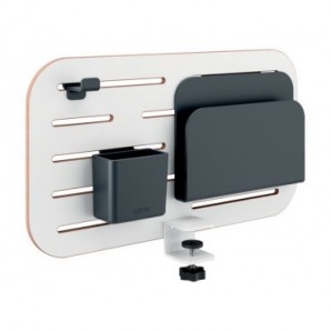 Pannello forato con accessori portapenne, gancio e portariviste 42x25 cm Leitz Ergo grigio chiaro -