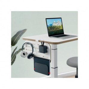 Pannello forato con accessori portapenne, gancio e portariviste 42x25 cm Leitz Ergo grigio chiaro -