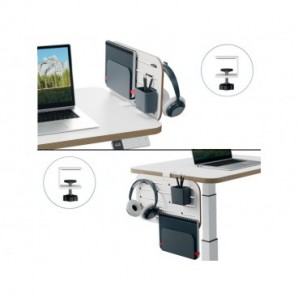Pannello forato con accessori portapenne, gancio e portariviste 42x25 cm Leitz Ergo grigio chiaro -