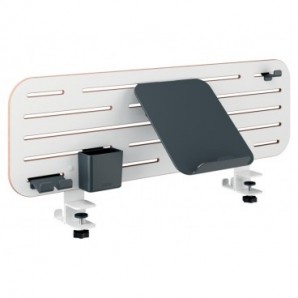 Pannello forato con accessori supporto PC/smartphone, portapenne e gancio 80x25 cm Leitz Ergo grigio chiaro