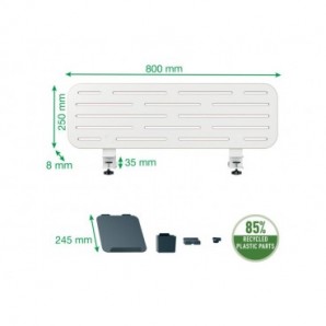 Pannello forato con accessori supporto PC/smartphone, portapenne e gancio 80x25 cm Leitz Ergo grigio chiaro