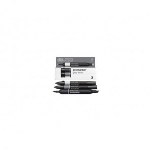 Pennarelli Winsor&Newton Promarker doppia punta fine-larga - conf. 3 pz grigio - 0290185