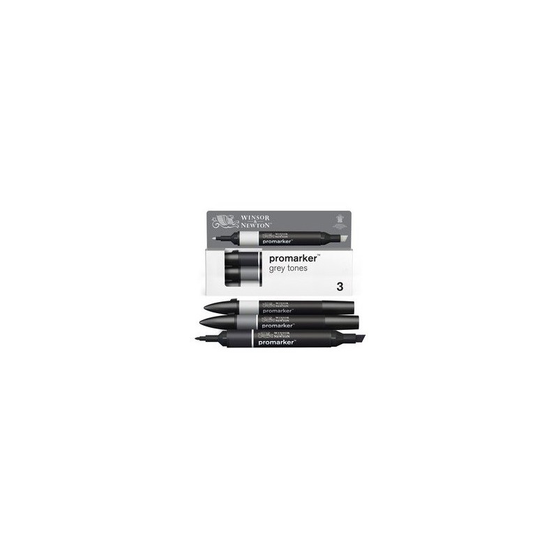 Pennarelli Winsor&Newton Promarker doppia punta fine-larga - conf. 3 pz grigio - 0290185