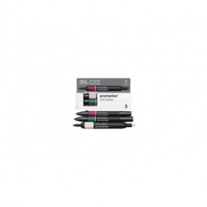 Pennarelli Winsor&Newton Promarker doppia punta fine-larga - conf. 3 pz tonalità intense - 0290191